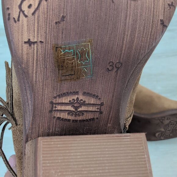 Sundance Vera Cruz Brown Suede Fringe “Cassadine Boots” Women's 39 New - Picture 5 of 7